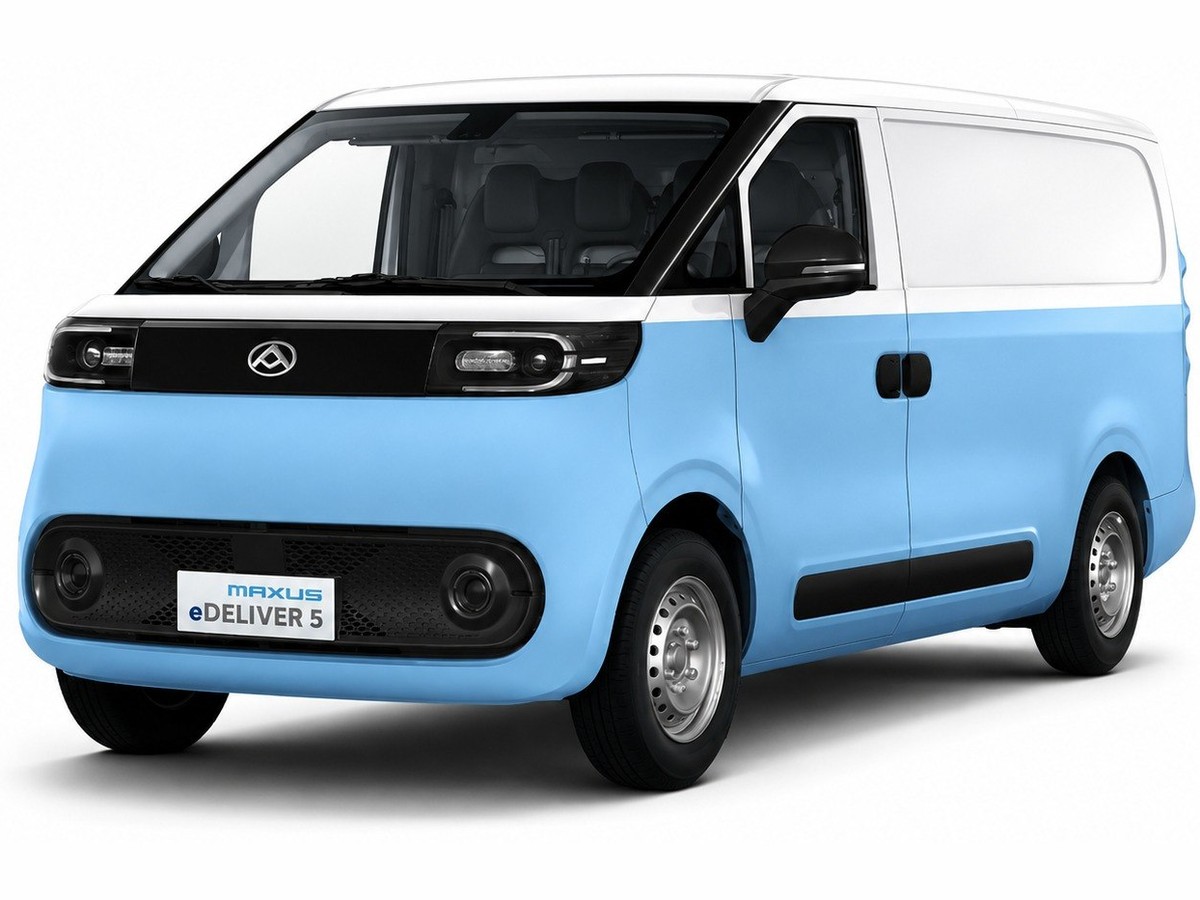 Maxus eDeliver 5 — Maxus electric commercial van, Electric delivery van on the MILA platform — 6.6 m³ cargo, 1,250 kg payload, 489 km WLTP c