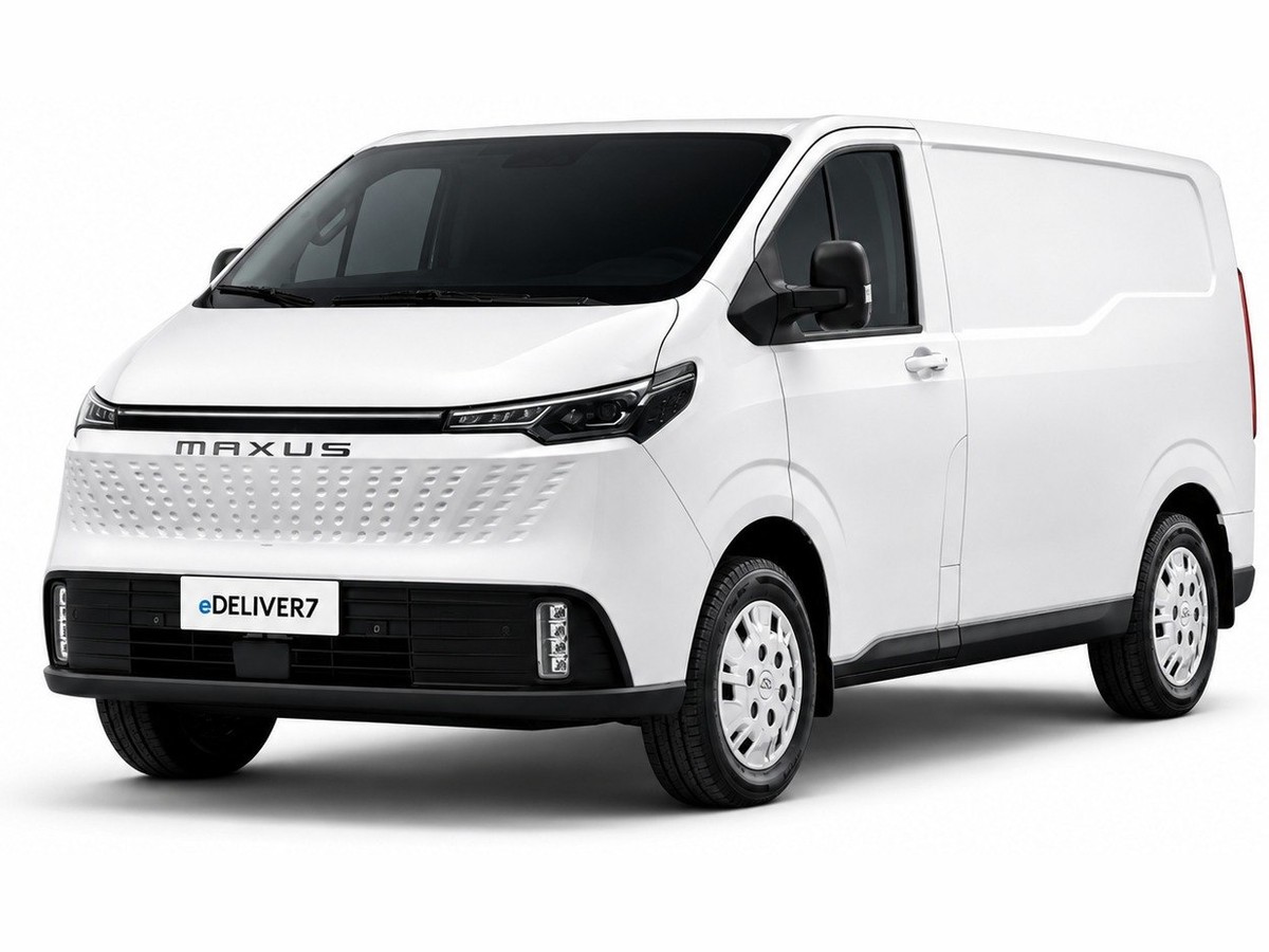 Maxus eDeliver 7 — Maxus electric commercial van, Electric delivery van — 485 km WLTP city / 313 km combined, 77 kWh battery, 5.9 m³ cargo a