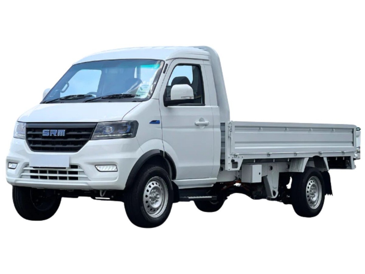 SRM T3 EV — SRM electric light truck, Light-duty electric truck — 300 km WLTP range, 53.58 kWh battery, 10 ft cargo deck. GVW 3,